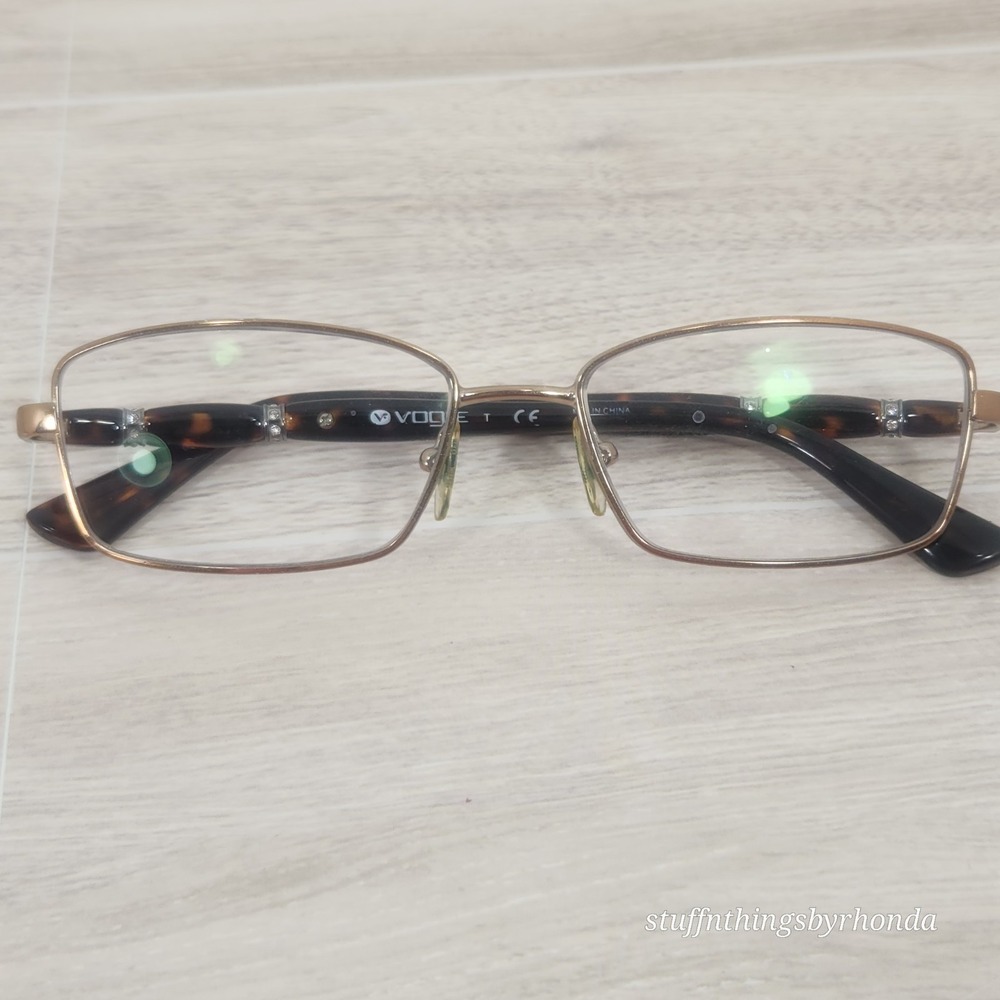 Vogue Eyeglasses VO3922B Metalized 939 Tortoise Jeweled Arm 52-16-135mm